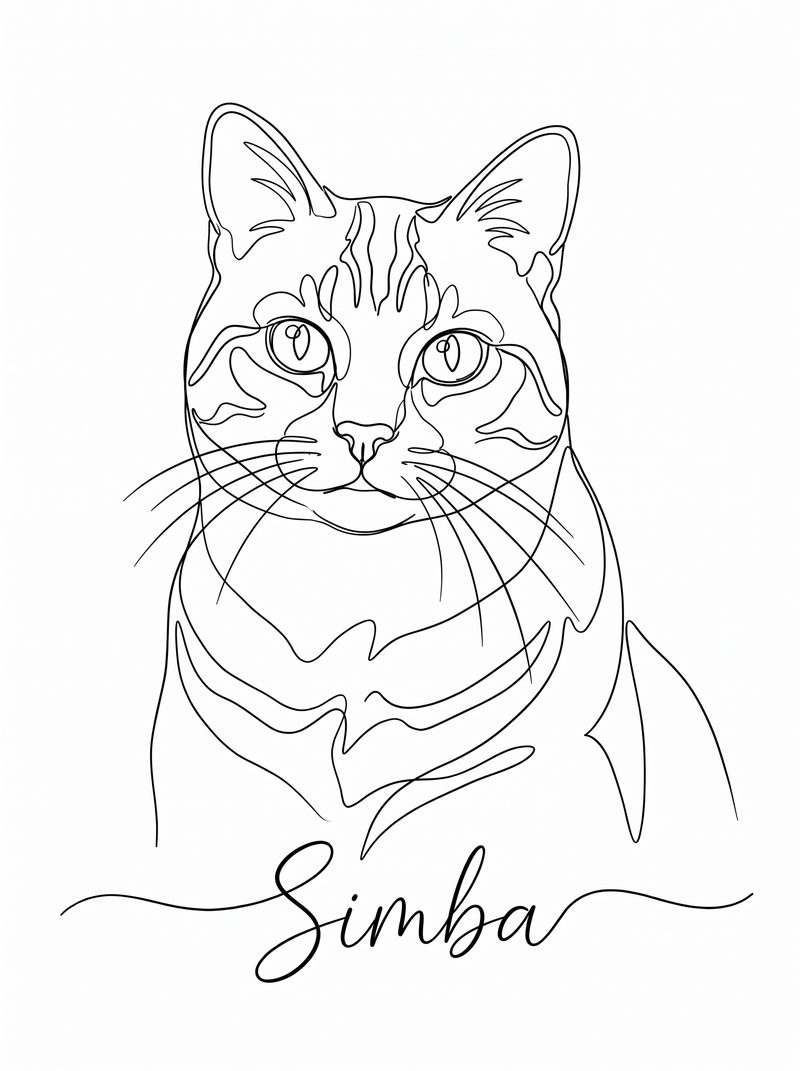 Portrait d’animal — style Line art minimaliste